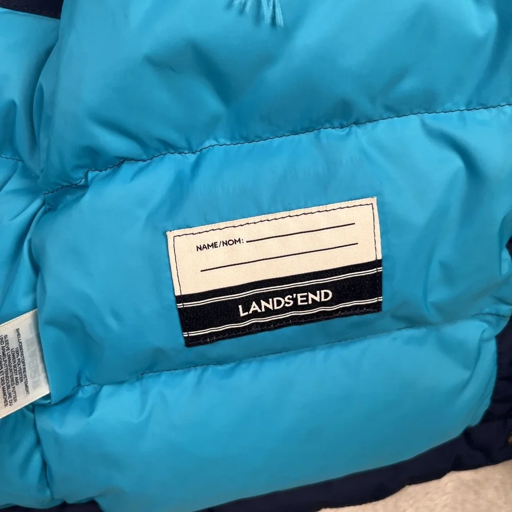 Lands End Girls Coat Small 7-8‎ Expedition Down Parka Hood Grow Along Sherpa